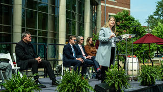 Dr. McConnell, and others at the closing ceremony for University of the Sciences