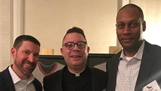 Photo of  Chuck Frederico, S.J., ‘95, Jeremy Culp, ‘95 and Mark Thomas, ‘95 