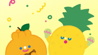 Animated gif of celebration of two types of fruit