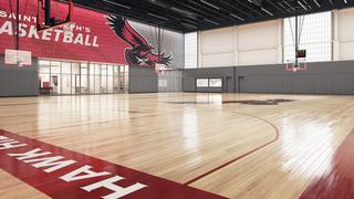 Illustration of basketball training facilities indoors at Saint Joseph's University