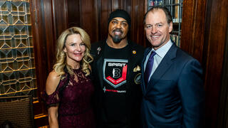 John and Franny Glomb with Brian Dawkins