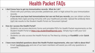 Health Packet FAQs 2