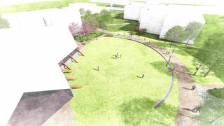 Overhead view of rendering of Saint Joseph's University Kelly Plaza 