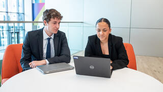 Co-op students at table