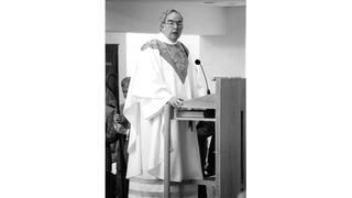 1992: Nicholas S. Rashford, S.J., speaking at the dedication of the Chapel of St. Joseph.