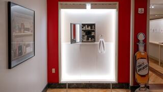 Gallery installation view showing medicine cabinet