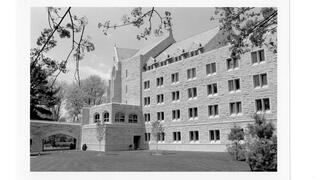 Side view of McShain Hall, 1988.