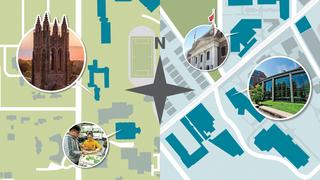 illustration of saint joseph's university's hawk hill campus and university city campus maps