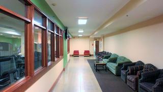 hallway inside merion gardens apartments in philadelphia, pa