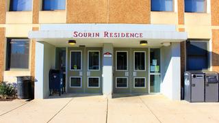 exterior of sourin hall, second oldest high-rise residence hall at saint joseph's university