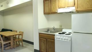 kitchen inside morris quad townhouses at saint joseph's university
