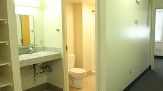 bathroom inside morris quad townhouses at saint joseph's university