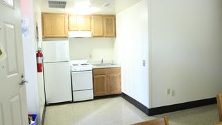 kitchen inside morris quad townhouses at saint joseph's university