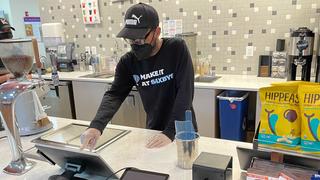 Ira Tucker working during his shift at Saxbys