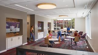 Tv and game room on the ground floor of the LLC.