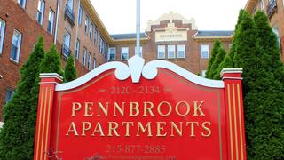 sign saying pennbrook apartments, an upperclassmen dorm at saint joseph's university