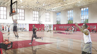 Rendering of Saint Joseph's University Athletic Center basketball practice courts.