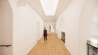 Rendering of Barnes Arboretum balcony.