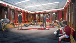 Rendering of Saint Joseph's University Athletic Center locker room.