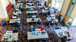 Saint Joseph's University students studying in Drexel library