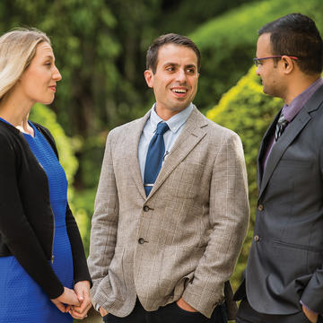 Haub School of Business students talking at Saint Joseph's University