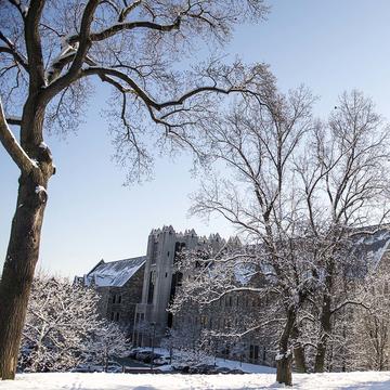 Mandeville Hall in the winter time is the home of the Haub School of Business at Saint Joseph's University showcasing winter intersession classes.