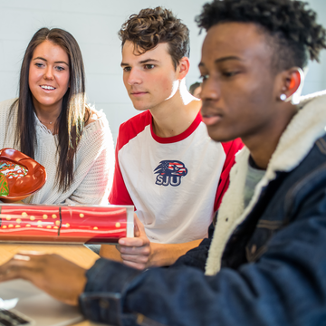 Students in health studies classroom