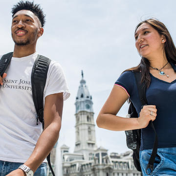 Saint Joseph's University Students walking by center city Philadelphia