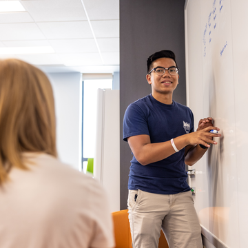 Student giving a presentation