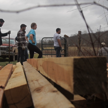 Students at a farm