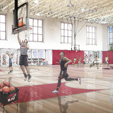 Rendering of new basketball court at Saint Joseph's to be completed in 2023