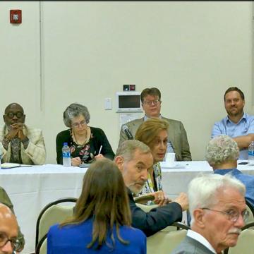 people in a group talking