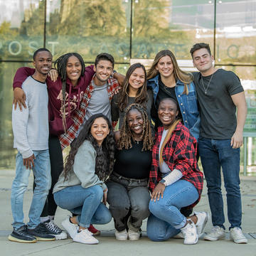 Saint Joseph's diverse students smiling in group photo