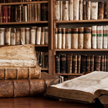 Library with ancient books