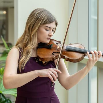 Student playing the violin