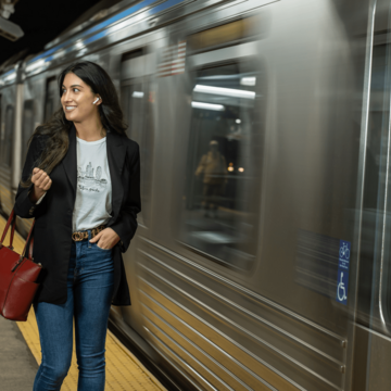 Graduate student waiting for SEPTA train