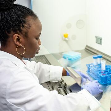 female student in lab