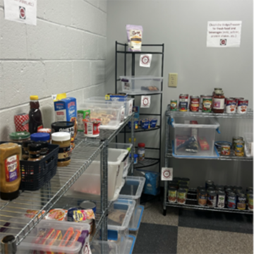 Food on shelves at HawkHub