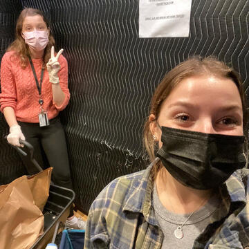 Weekly Service volunteers wearing surgical masks