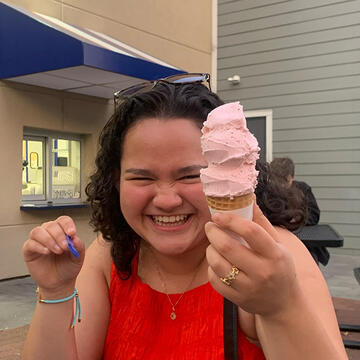 Woman holding an ice cream cone