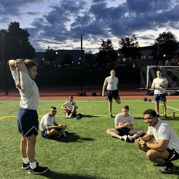 Air Force ROTC members streteching