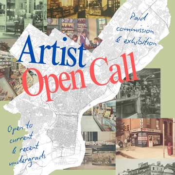 Artist Open Call poster with light green background.