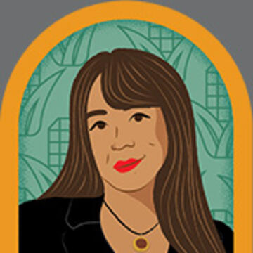 Graphic of a woman smiling