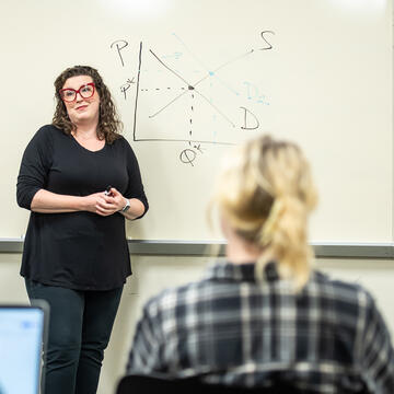 Math professor at whiteboard