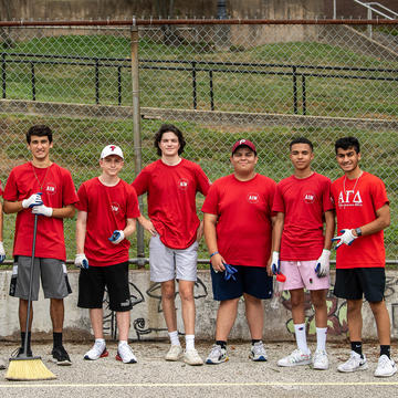 saint joseph's university students wearing a red shirt