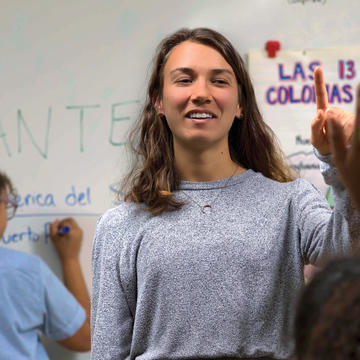 Student involved in student teaching experience in Philadelphia, PA.