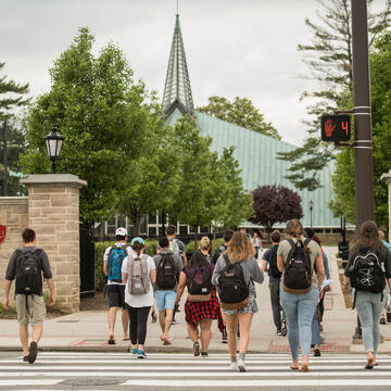 Students crossing City Avenue crosswalk