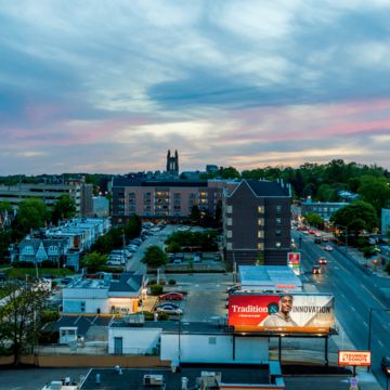 Aerial shot of City Ave in Philadelphia