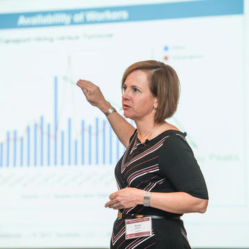 a food executive presenting at saint joseph's university's food industry summit