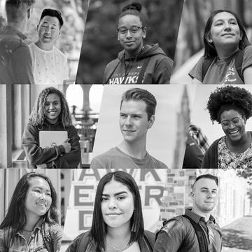 Saint Joseph's University's students in a gray grid of photos.